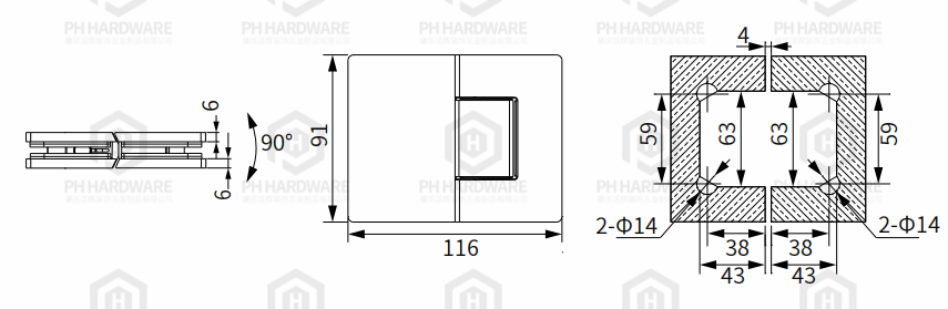 RAS4808C-180 | 180° Glass-to-Glass Shower Hinge with Soft-closing Function view 3