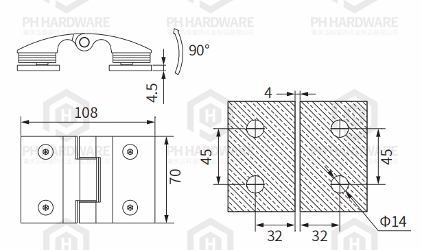AH4258-180G | 180° Glass to Glass Shower Hinge Without Spring with Decprative Cover view 2
