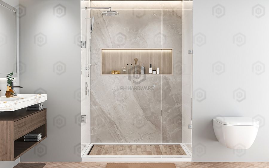 RLAS4808C | 90° Offset Back Plate Wall Mounted Shower Hinge with Soft-closing Function view 3