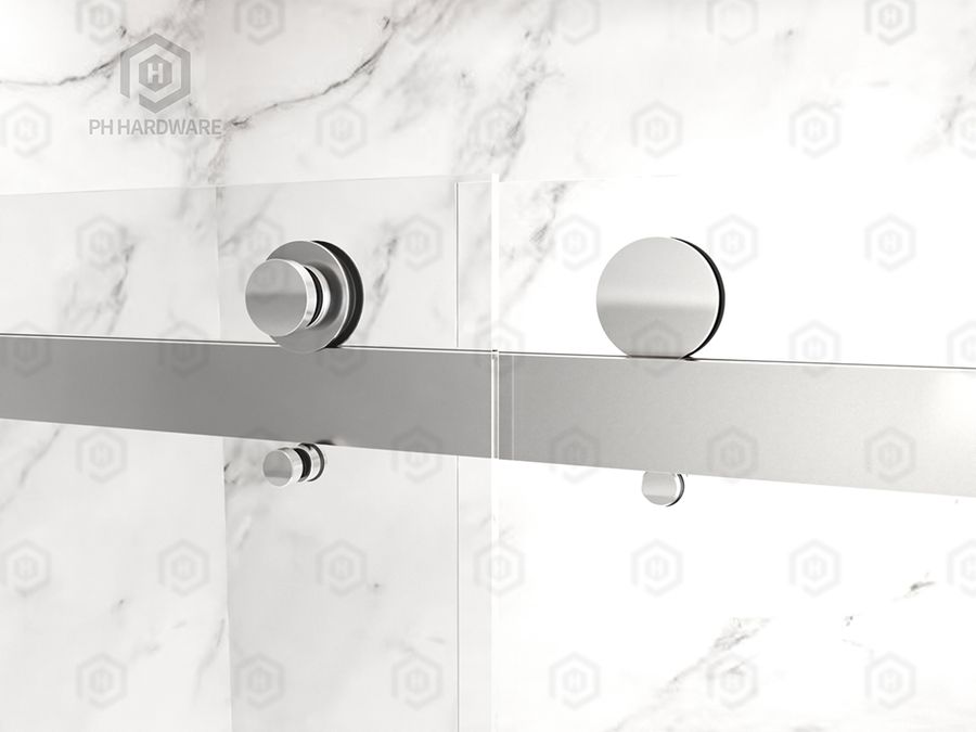 A060D | Ø60 Square Guide Tube Frameless Shower Glass Sliding Door System view 3