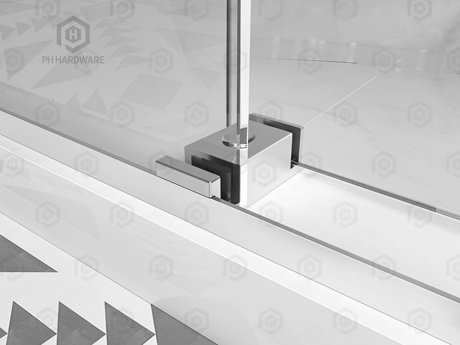 A060D | Ø60 Square Guide Tube Frameless Shower Glass Sliding Door System view 4