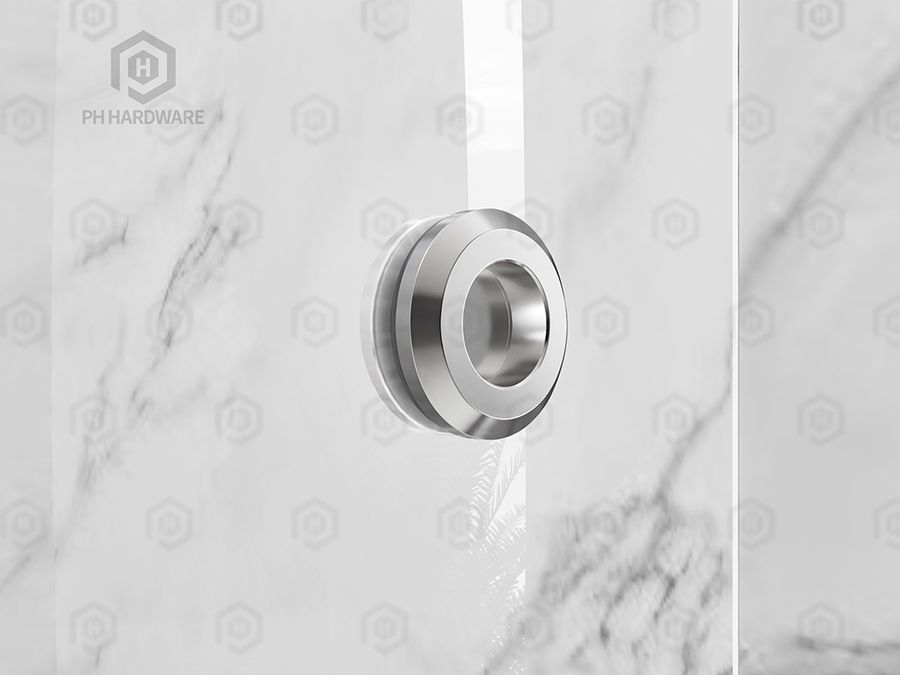 A060D | Ø60 Square Guide Tube Frameless Shower Glass Sliding Door System view 5