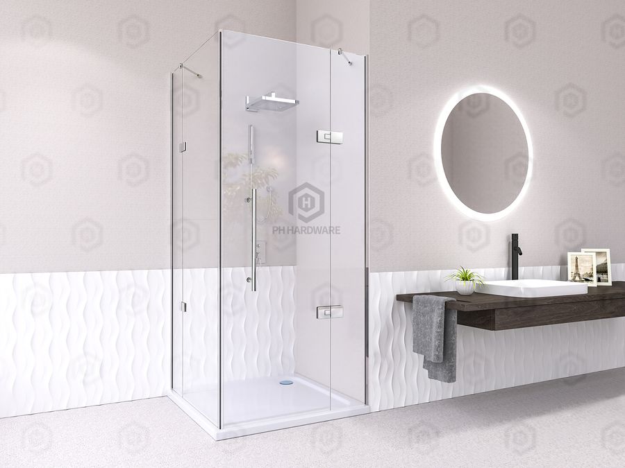 C7001-180 | 180° Glass-to-Glass Adjustable Shower Hinge with Decorative Cover view 4
