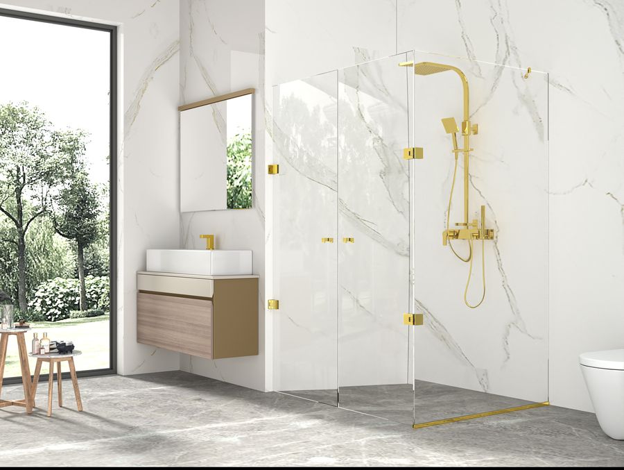 5108A-T | 90° Full Back Plate Wall Mounted Adjustable Shower Hinge with Decorative Cover view 3