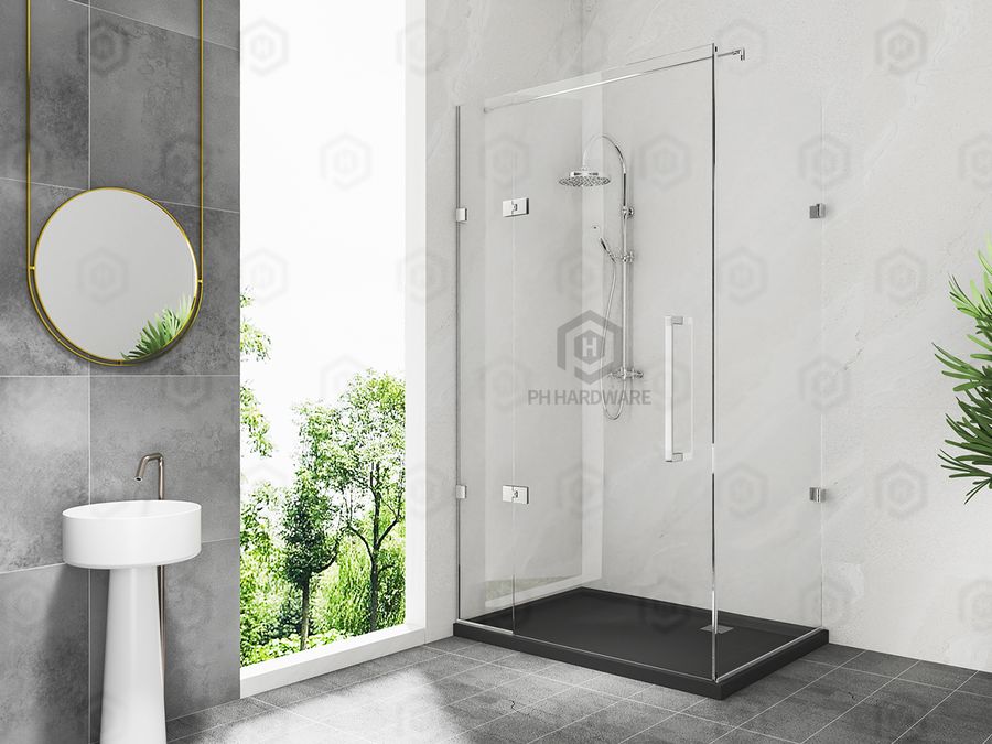 5108A-180 | 180° Glass-to-Glass Adjustable Shower Hinge with Decorative Cover view 3