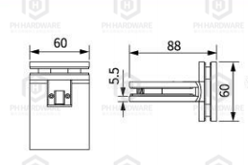5108A-T-G | T Shape 90° Glass-to-Glass Adjustable Shower Hinge with Decorative Cover view 2