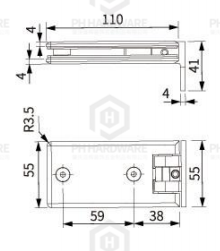 4243-A | 2 Screw Holes 90° Wall Mounted Offset Back Plate Adjustable Shower Hinge view 2