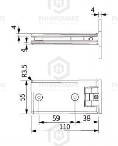 4243-B | 90° H Back Plate Wall Mounted Adjustable Shower Hinge view 2