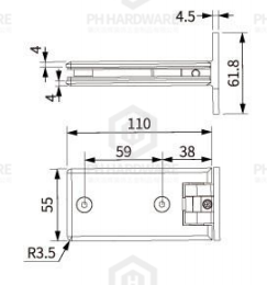 4243-T | 90° Wall Mounted Adjustable Shower Hinge view 2