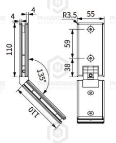 4245 | 135° Glass-to-Glass Adjustable Shower Hinge view 2