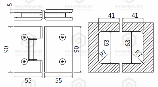 4807-180 | 180° Glass-to-Glass Shower Hinge view 3
