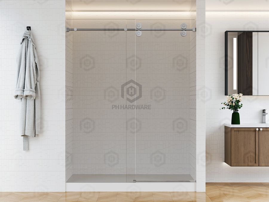 A070D | Ø70 Round Guide Tube Frameless Shower Glass Sliding Door System