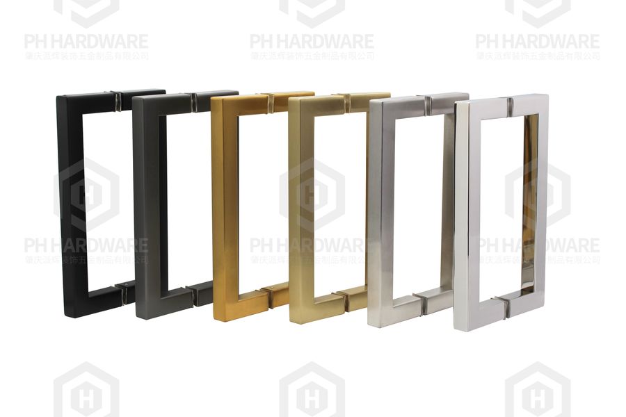 BH-131 | Shower Glass Door Square Tubing Back-to-Back Pull Handles view 2