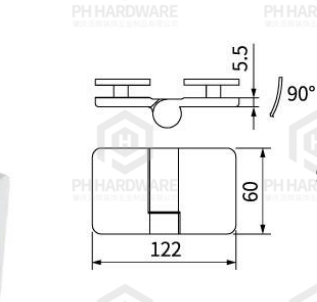 SY60-180 | 180 Degree Glass-to-Glass Shower Door Lift-Off Hinge view 2