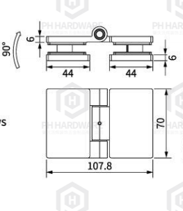 HX-6378 | 180 Degree Glass-to-Glass Shower Hinge Without Spring view 2