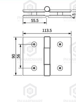 HY-523 | 180 Degree Glass-to-Glass Shower Hinge Without Spring view 2