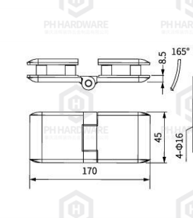 PH463-180-00 |  180 Degree Glass-to-Glass Shower Hinge Without Spring view 2