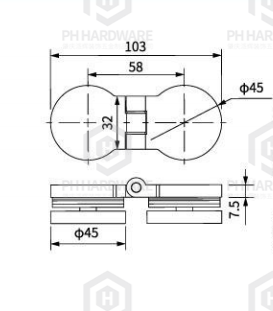 C7009-180 |  180 Degree Glass-to-Glass Shower Hinge Without Spring view 2