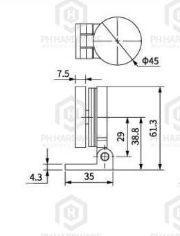 C7009-90 |  90 Degree Wall Mounted Shower Hinge Without Spring view 2