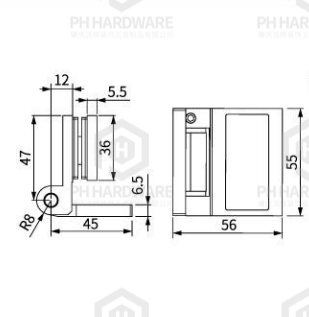 XS-90 | Wall Mount Shower Hinge Without Spring view 2