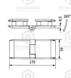 HY-722 | 180 Degree Glass-to-Glass Shower Hinge Without Spring view 2
