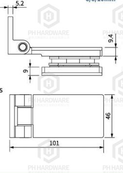 SH-0511 |  90 Degree Wall Mount Shower Hinge Without Spring view 2