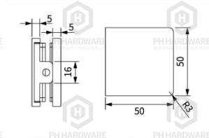 R105-0 | 90° Glass to Wall/Ceiling/Floor Shower Glass Clamp with Decorative Cover view 2