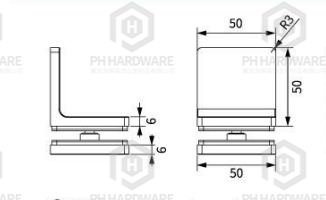 R105 | 90° Wall Mounted Shower Glass Clamp with Decorative Cover view 2