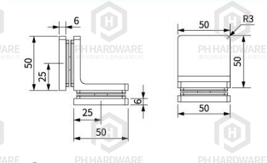 R105-90 | 90° Glass-to-Glass Shower Glass Clamp with Decorative Cover view 2