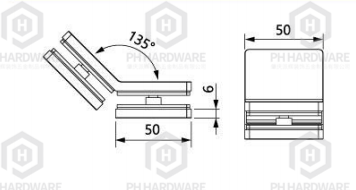 R105-135 | 135° Glass-to-Glass Shower Glass Clamp with Decorative Cover view 2