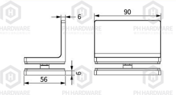 R106 | 90° Wall Mounted Shower Glass Clamp with Decorative Cover view 2