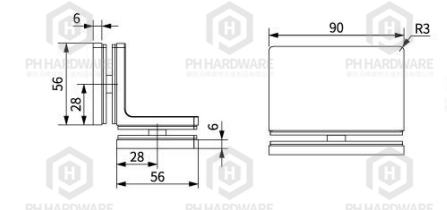 R106-90 | 90° Glass-to-Glass Shower Glass Clamp with Decorative Cover view 2