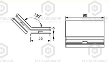 R106-135 | 135° Glass-to-Glass Shower Glass Clamp with Decorative Cover view 2