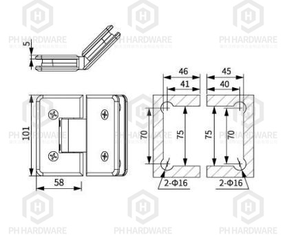 C8009-135 (101mm) | Beveled Edge 135° Glass-to-Glass Shower Hinge view 2