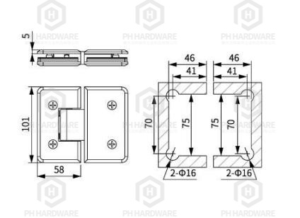 C8009-180 (101mm) | Beveled Edge 180° Glass-to-Glass Shower Hinge view 2