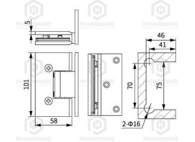 C8008-L (101mm) | 90° Offset Back Plate Wall Mounted Shower Hinge view 2