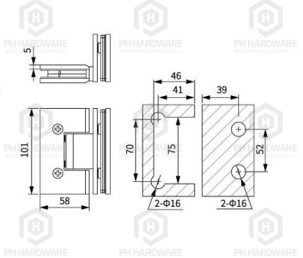 C8008-90 (101mm) | 90° Glass-to-Glass Shower Hinge view 2
