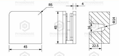 U159-PR | Wall Mounted Fixed Panal U-Clamp view 2