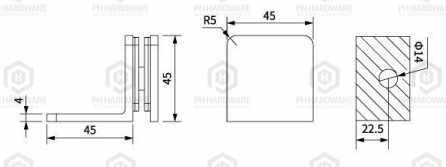 U159-90R | 90 Degree Wall Mounted Fixed Panal Glass Clamp view 2
