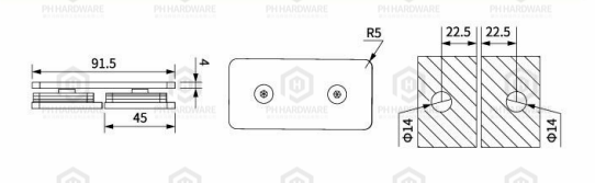 U159-180R | 180 Degree Glass-to-Glass Fixed Panal Clamp view 2