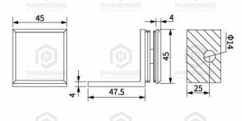 U259-90A | Beleved Edge 90 Degree Wall Mounted Fixed Panal Clamp view 2