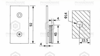 U259-180A | Beleved Edge 180 Degree Wall Mounted Fixed Panal Clamp view 2
